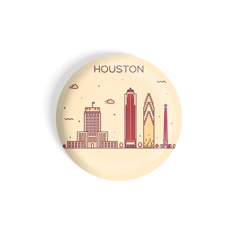 dhcrafts Round Fridge Magnet Brown Color Houston Glossy Finish Design Pack of 1 (58 mm)